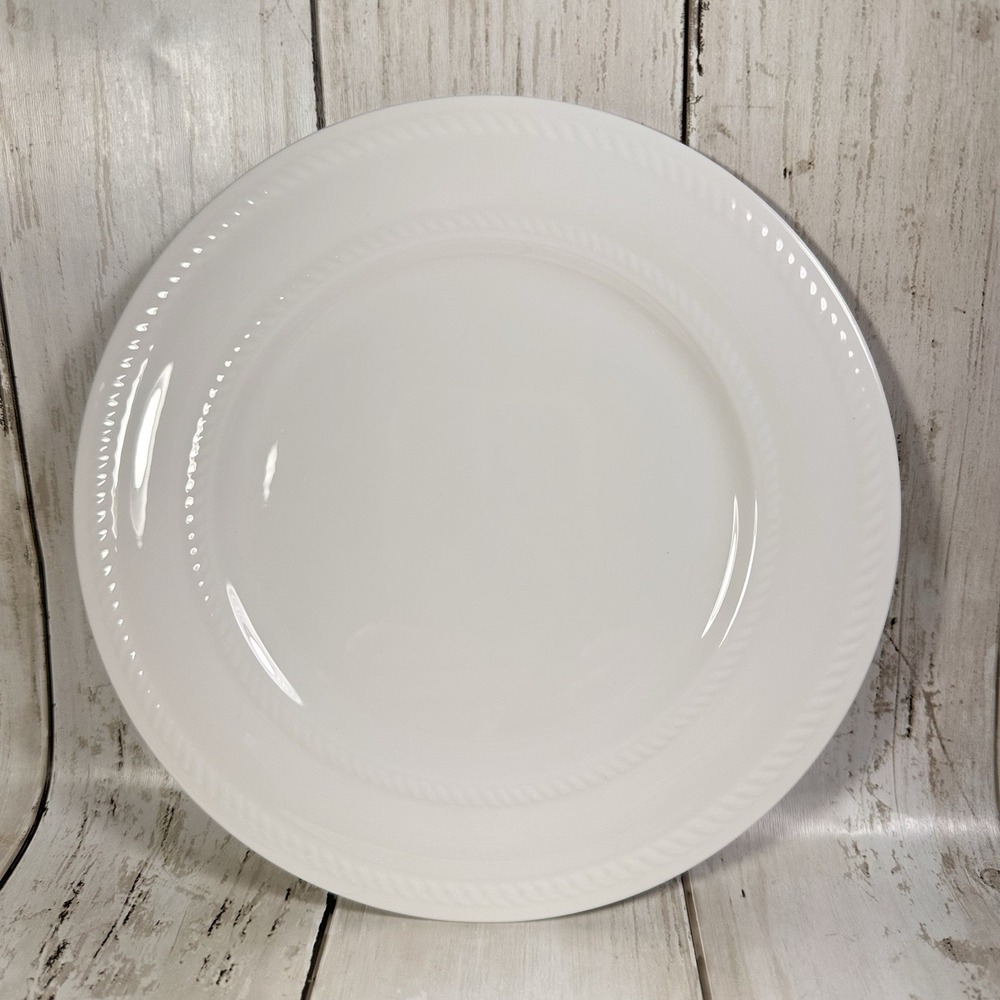 MAISON NEUVE White Replacement 8.25"Salad Plate Rope Bands Embossed Bone China